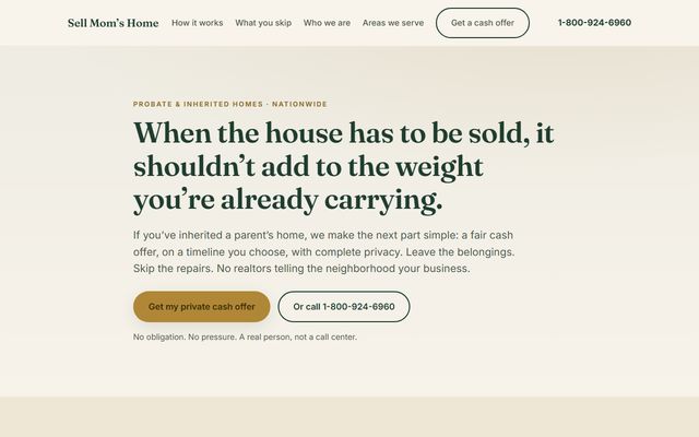 Sell Mom's Home homepage