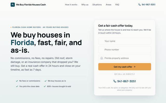 We Buy Florida Houses Cash homepage